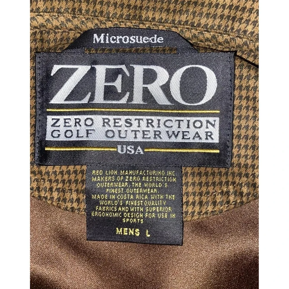 ZERO RESTRICTION Men's 1/4 Snap Microsuede Golf Vest‎ Sz Large Brown Check
